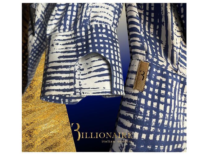 Camicia di seta di Billionaire Bianco Blu - vista 9
