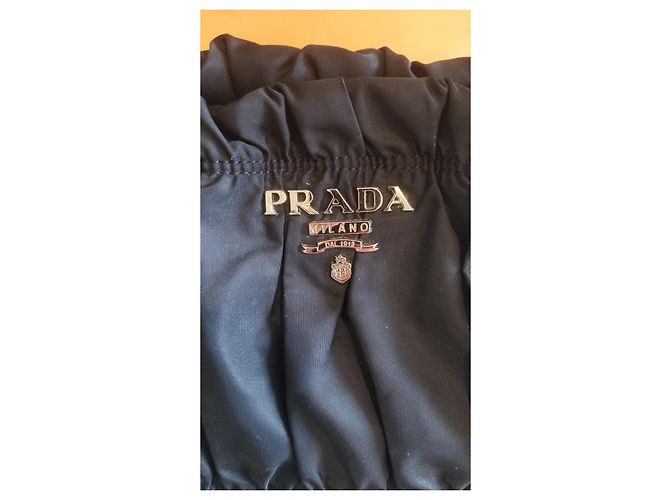 Sac à main Prada en lin noir avec détails dorés - vue 3