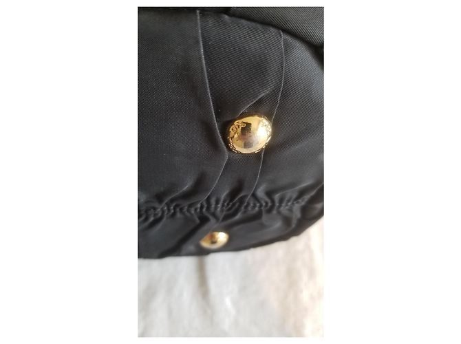 Sac à main Prada en lin noir avec détails dorés - vue 4
