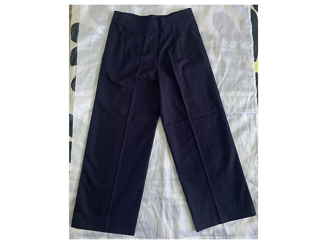 Pantalones Chanel de Algodón Azul Marino - vista 2