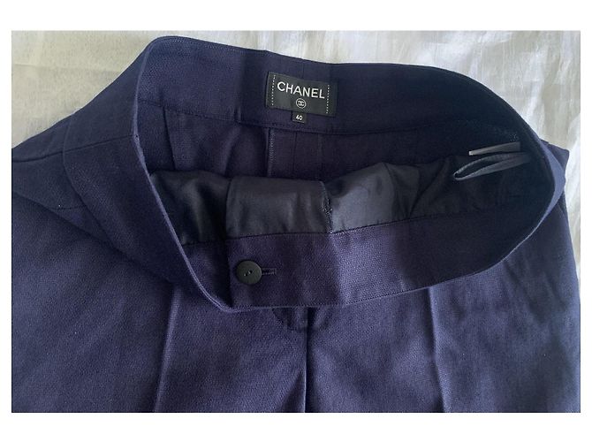 Pantalones Chanel de Algodón Azul Marino - vista 5