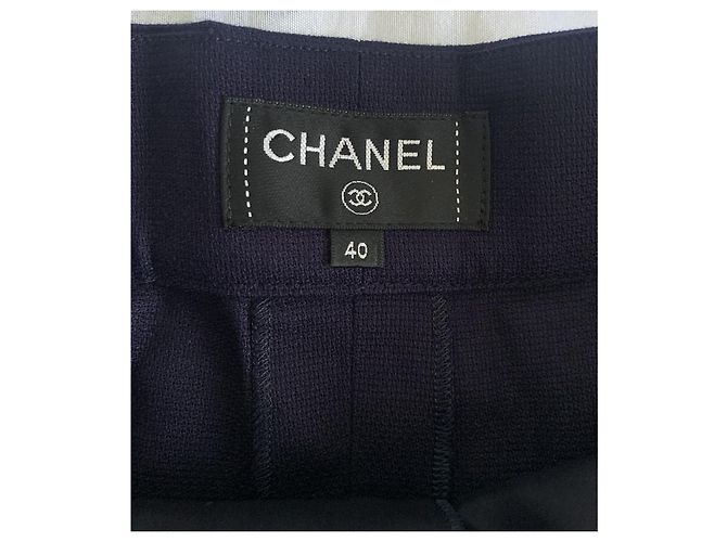 Pantalones Chanel de Algodón Azul Marino - vista 7
