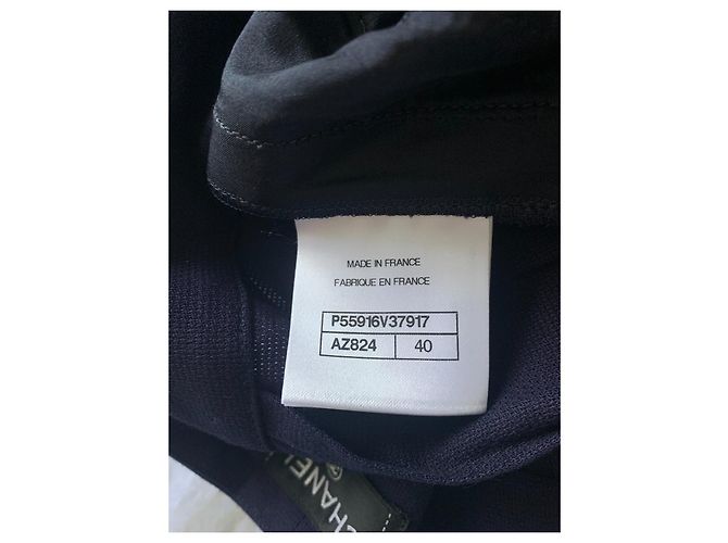 Pantalones Chanel de Algodón Azul Marino - vista 8