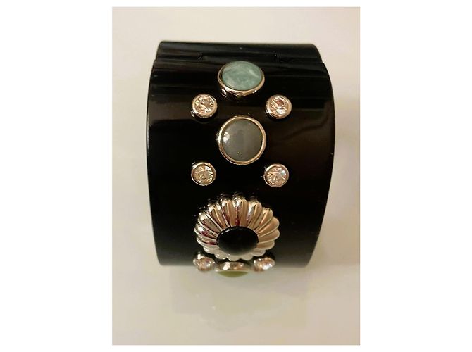 Bellissimo bracciale rigido nero DOLCE & GABBANA con “fiore”e pietre colorate - vista 5