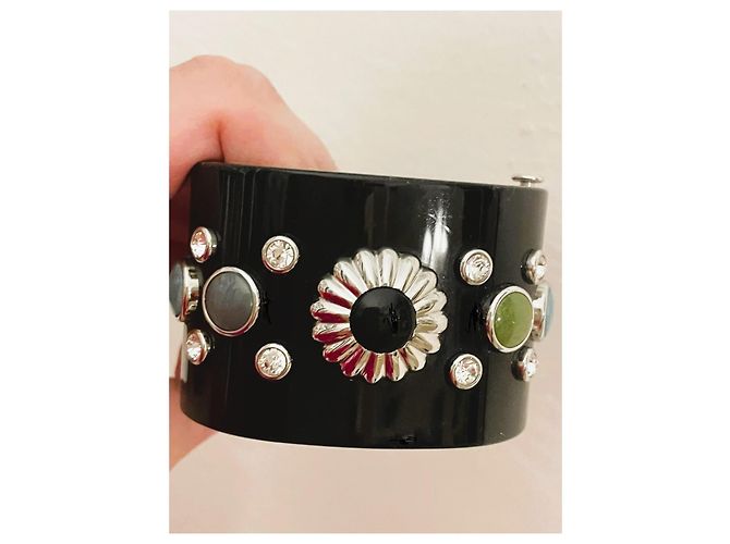 Bellissimo bracciale rigido nero DOLCE & GABBANA con “fiore”e pietre colorate - vista 7