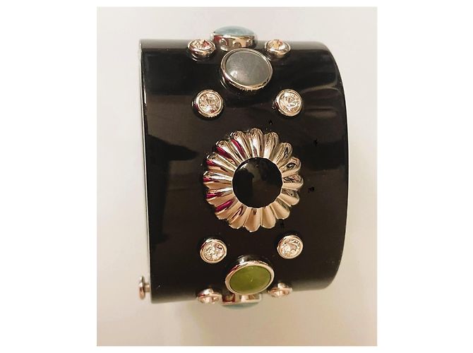 Bellissimo bracciale rigido nero DOLCE & GABBANA con “fiore”e pietre colorate - vista 8