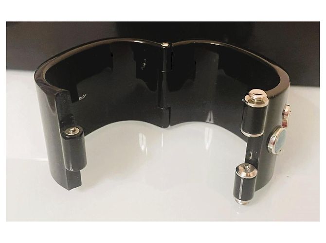 Bellissimo bracciale rigido nero DOLCE & GABBANA con “fiore”e pietre colorate - vista 9