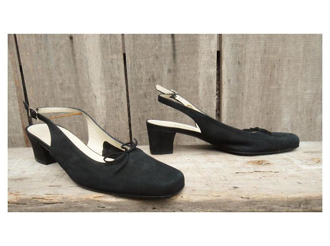 Décolleté Slingback Salvatore Ferragamo Suede Nero - vista 3