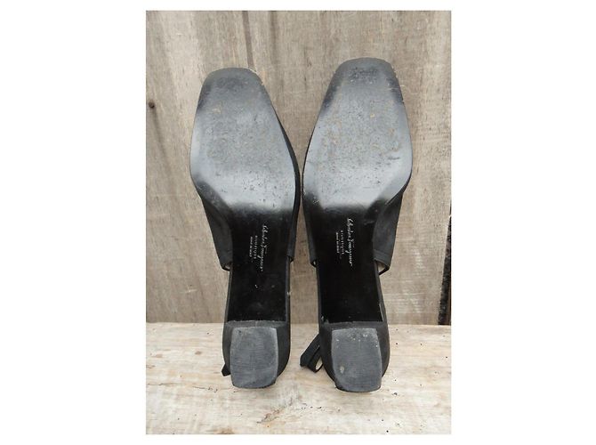 Décolleté Slingback Salvatore Ferragamo Suede Nero - vista 6
