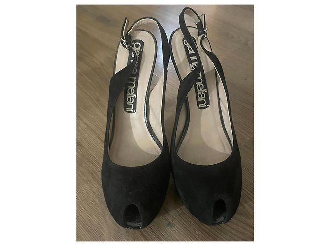 Bellissime slingback GIANNA MELIANI camoscio nero e vernice n. 37.5 - vista 11