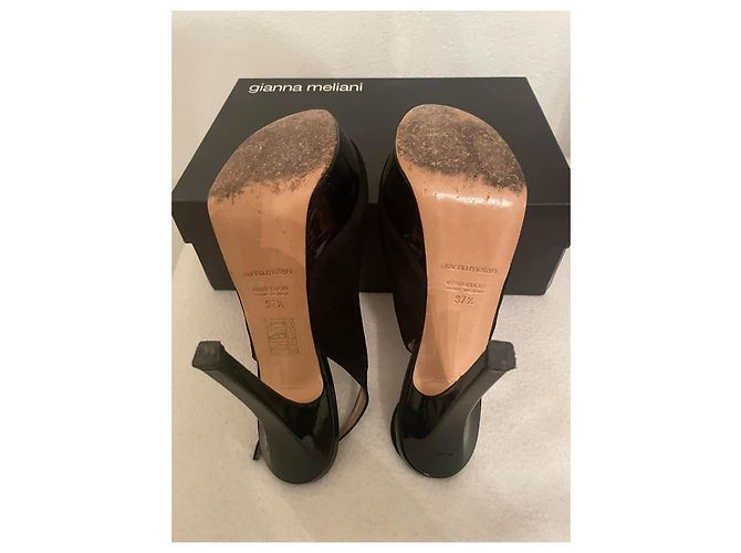 Bellissime slingback GIANNA MELIANI camoscio nero e vernice n. 37.5 - vista 12