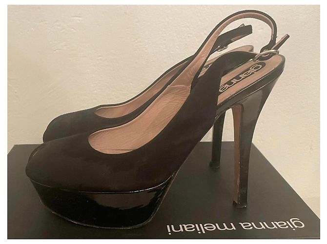 Bellissime slingback GIANNA MELIANI camoscio nero e vernice n. 37.5 - vista 2