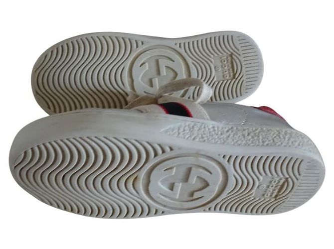 BASKETS EN CUIR UNISEXE GUCCI ACE Argenté - vue 3