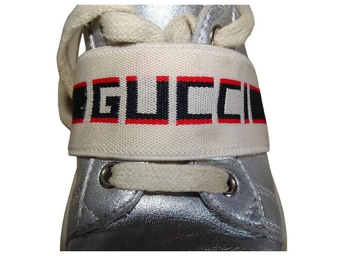 BASKETS EN CUIR UNISEXE GUCCI ACE Argenté - vue 4