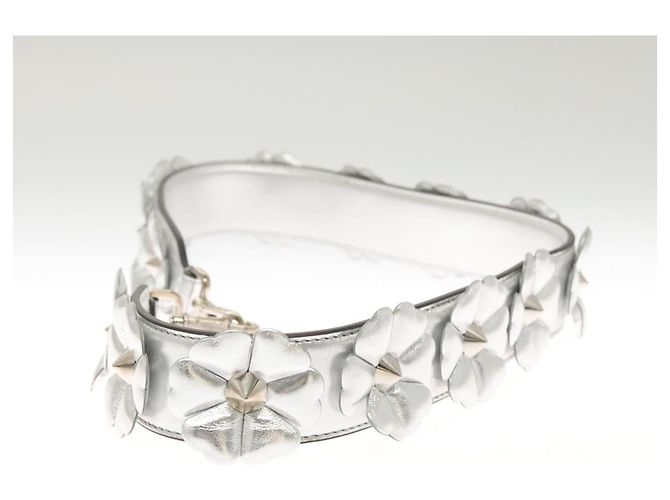 FENDI Cinghia Tu Cinghia Spalla Pelle Argento Auth hk2500 - vista 4