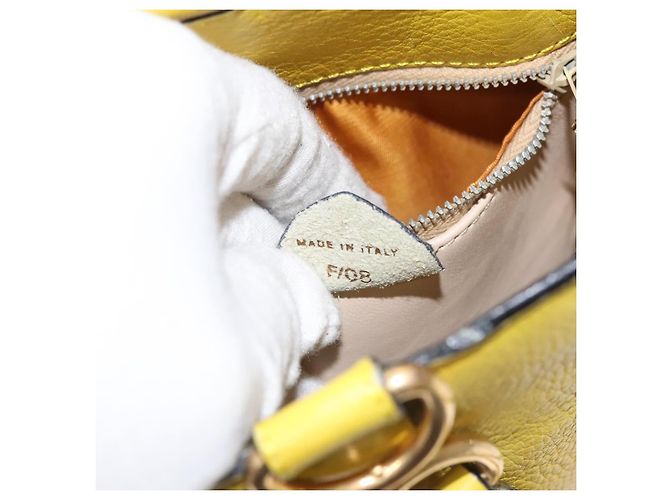Céline Borsa a Spalla CELINE in Pelle Giallo Oro Auth sw496 D'oro - vista 12