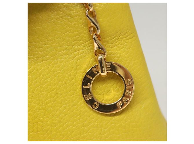 Céline Borsa a Spalla CELINE in Pelle Giallo Oro Auth sw496 D'oro - vista 17