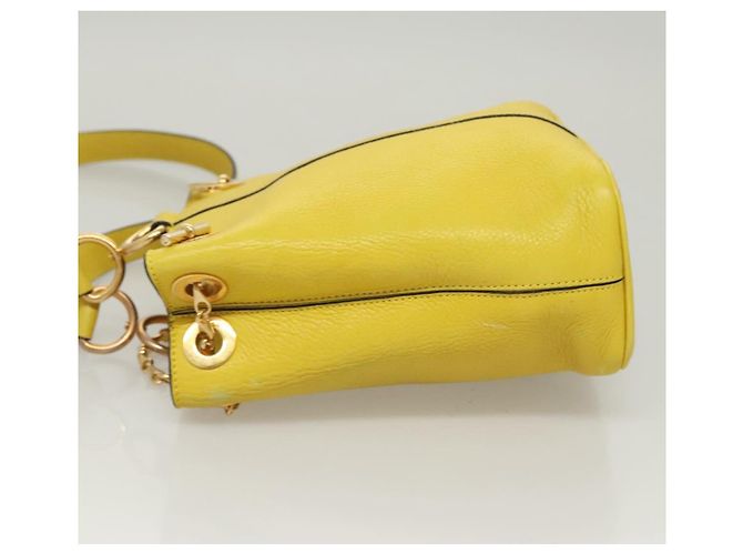 Céline Borsa a Spalla CELINE in Pelle Giallo Oro Auth sw496 D'oro - vista 4