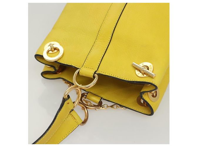Céline Borsa a Spalla CELINE in Pelle Giallo Oro Auth sw496 D'oro - vista 6