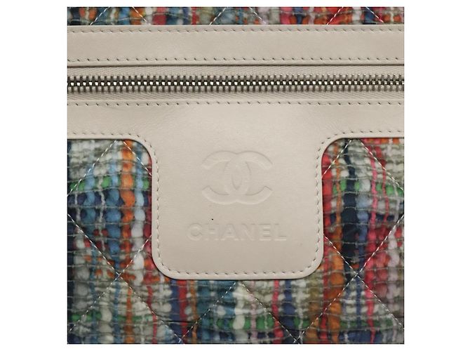 CHANEL Coco Cocoon PM Handtasche Nylon Weiß Mehrfarbig Silber CC Auth bs25111 Mehrfarben - Ansicht 18