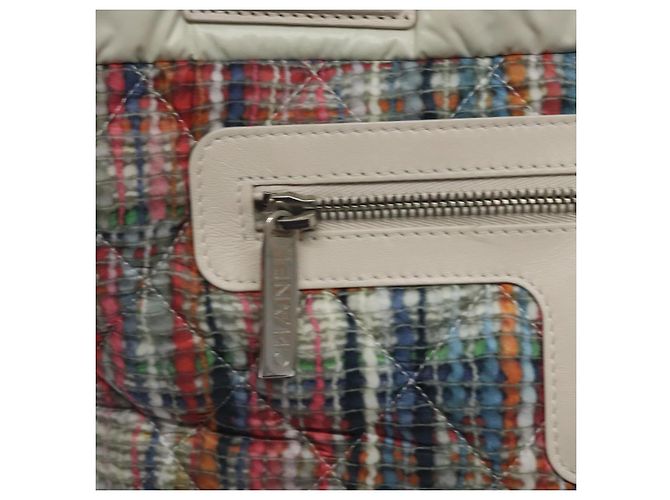 CHANEL Coco Cocoon PM Handtasche Nylon Weiß Mehrfarbig Silber CC Auth bs25111 Mehrfarben - Ansicht 19