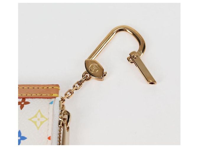 LOUIS VUITTON Monogramm Multicolor Pochette Cles Tasche Weiß M92655 Auth MX081SM - Ansicht 8