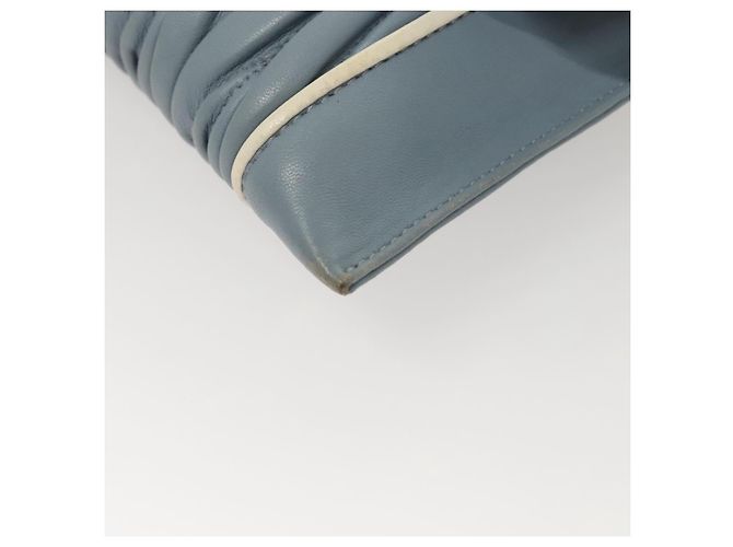 Bolsa de ombro de couro Matelassé Miu Miu com corrente, azul claro Auth 121929 - vista 15