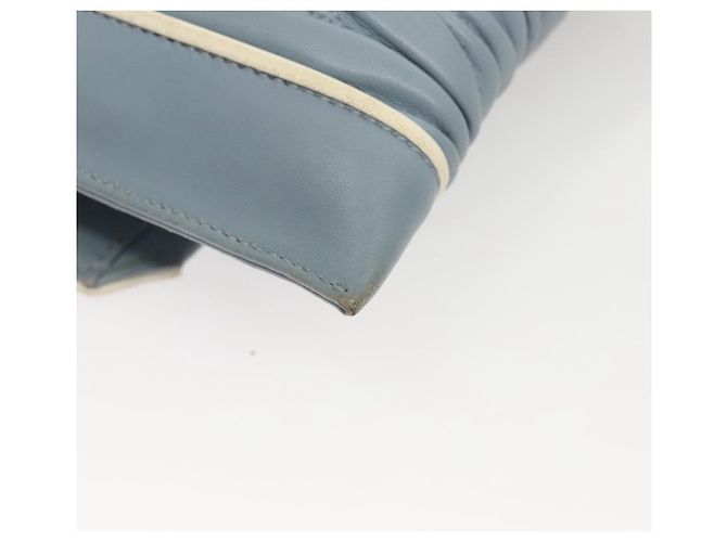 Bolsa de ombro de couro Matelassé Miu Miu com corrente, azul claro Auth 121929 - vista 16