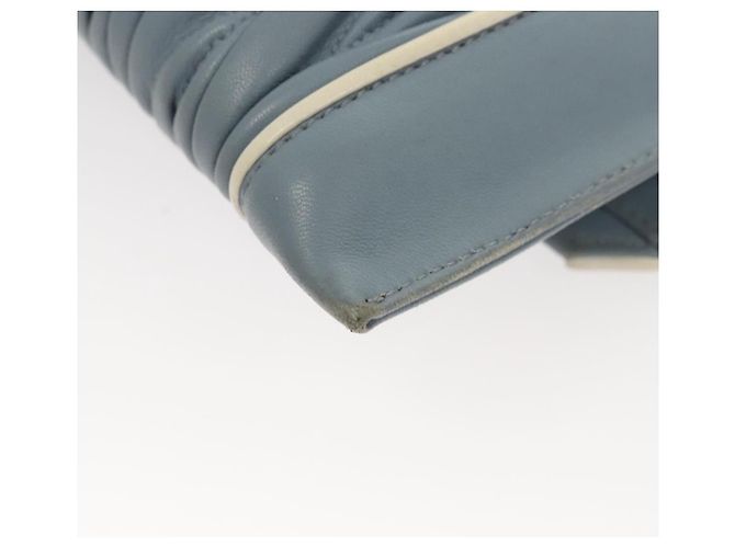 Bolsa de ombro de couro Matelassé Miu Miu com corrente, azul claro Auth 121929 - vista 17