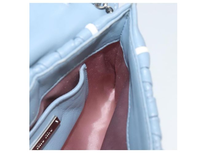 Bolsa de ombro de couro Matelassé Miu Miu com corrente, azul claro Auth 121929 - vista 21