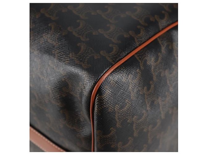 Céline Borsa Boston CELINE Triomphe in pelle PVC 2 in 1 nera e oro Auth nb467M Nero D'oro - vista 17