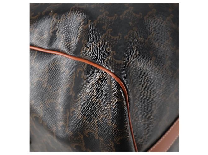 Céline Borsa Boston CELINE Triomphe in pelle PVC 2 in 1 nera e oro Auth nb467M Nero D'oro - vista 18