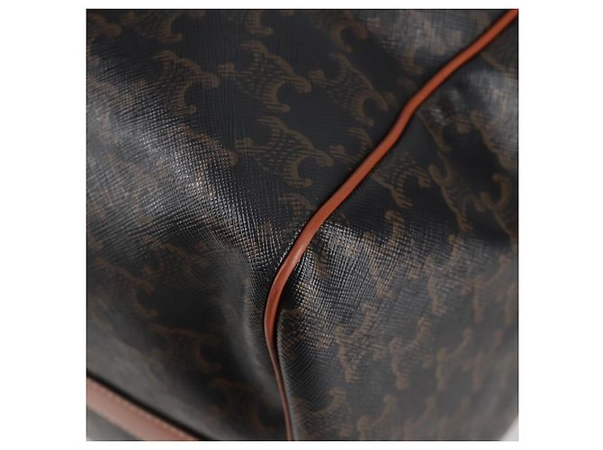 Céline Borsa Boston CELINE Triomphe in pelle PVC 2 in 1 nera e oro Auth nb467M Nero D'oro - vista 19