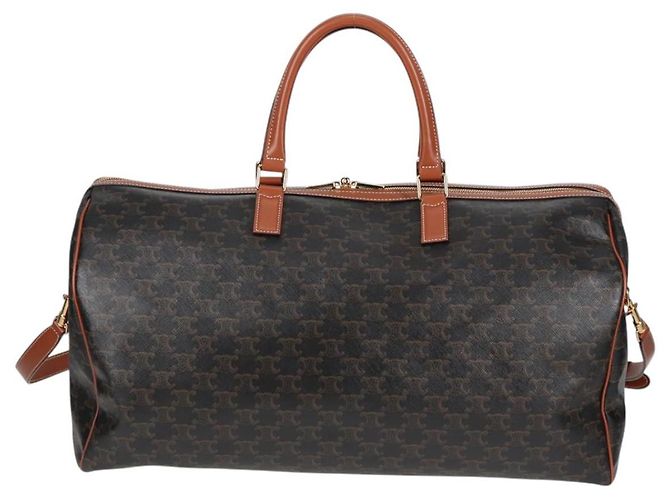 Céline Borsa Boston CELINE Triomphe in pelle PVC 2 in 1 nera e oro Auth nb467M Nero D'oro - vista 2