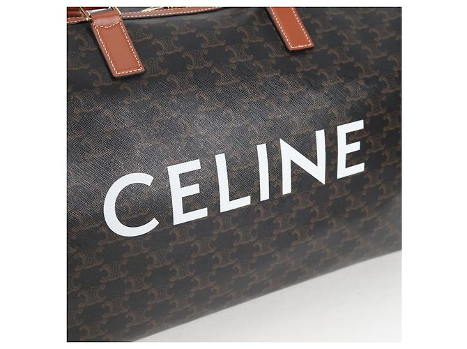 Céline Borsa Boston CELINE Triomphe in pelle PVC 2 in 1 nera e oro Auth nb467M Nero D'oro - vista 21