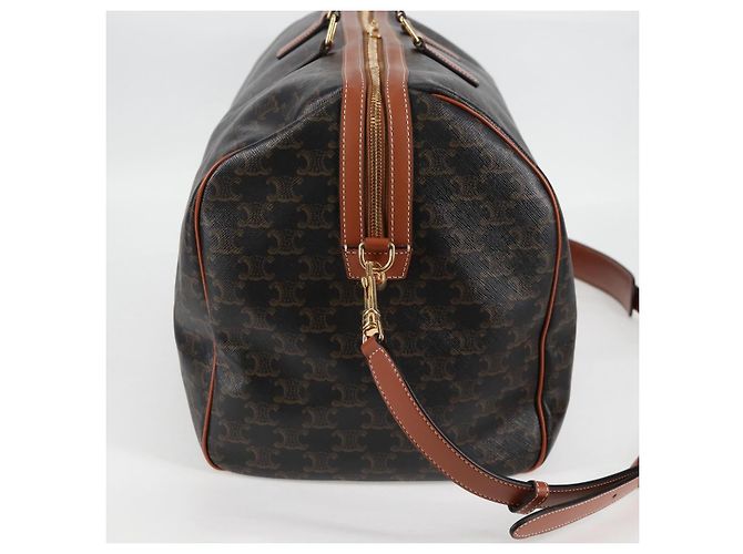 Céline Borsa Boston CELINE Triomphe in pelle PVC 2 in 1 nera e oro Auth nb467M Nero D'oro - vista 4