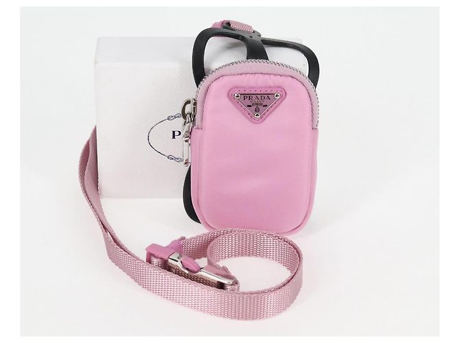 PRADA Pochette per Smartphone Borsa a Spalla Nylon Rosa Argento Auth MX024M - vista 12