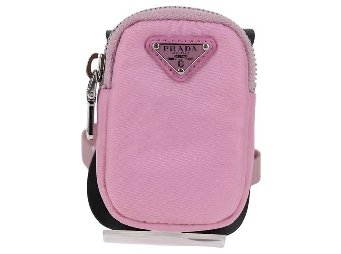 PRADA Pochette per Smartphone Borsa a Spalla Nylon Rosa Argento Auth MX024M - vista 13