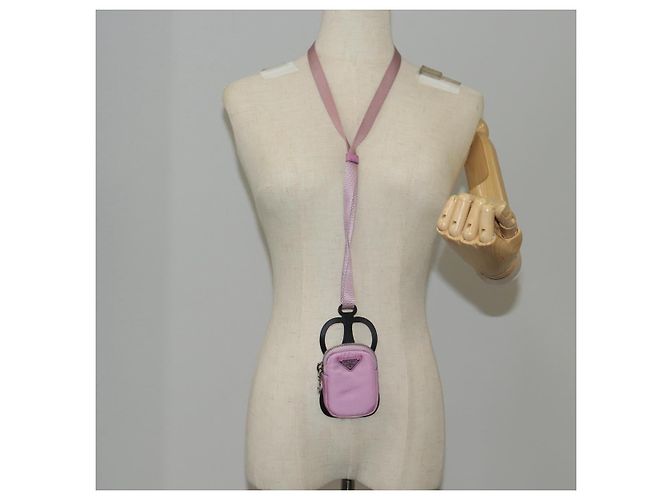PRADA Pochette per Smartphone Borsa a Spalla Nylon Rosa Argento Auth MX024M - vista 26