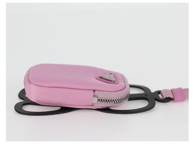 PRADA Pochette per Smartphone Borsa a Spalla Nylon Rosa Argento Auth MX024M - vista 4
