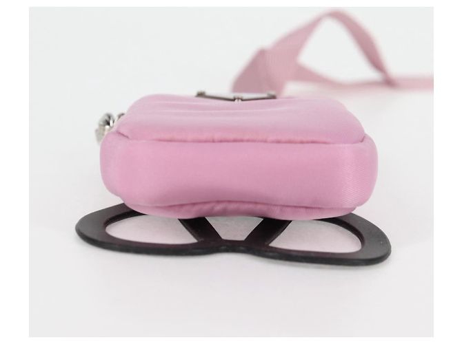 PRADA Pochette per Smartphone Borsa a Spalla Nylon Rosa Argento Auth MX024M - vista 5
