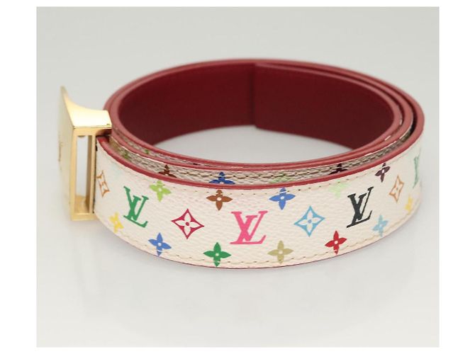LOUIS VUITTON Multicolor Gürtel Care 37,8" Weiß M9682 Auth BA1635 - Ansicht 3