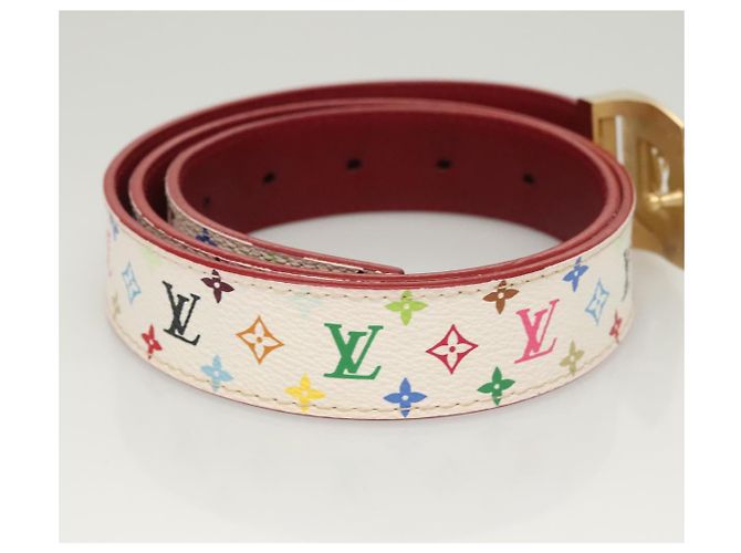 LOUIS VUITTON Multicolor Gürtel Care 37,8" Weiß M9682 Auth BA1635 - Ansicht 4