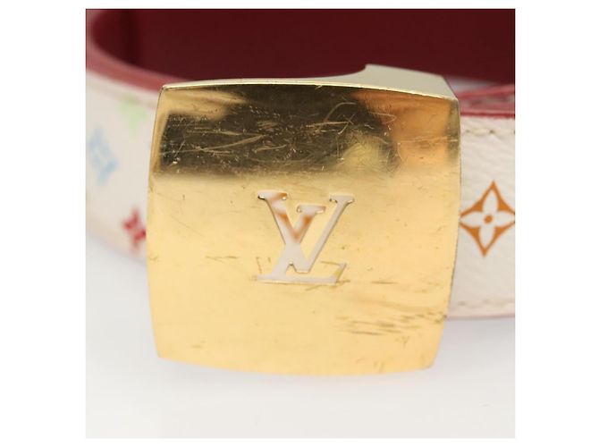 LOUIS VUITTON Multicolor Gürtel Care 37,8" Weiß M9682 Auth BA1635 - Ansicht 5