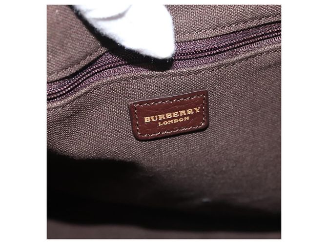 Borsa a Spalla Burberry Nova Check in Tela Beige Oro Auth 116276 D'oro - vista 11