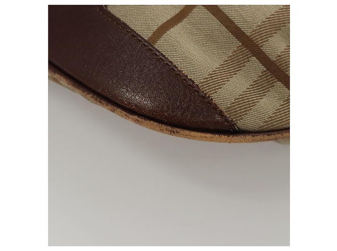 Borsa a Spalla Burberry Nova Check in Tela Beige Oro Auth 116276 D'oro - vista 14