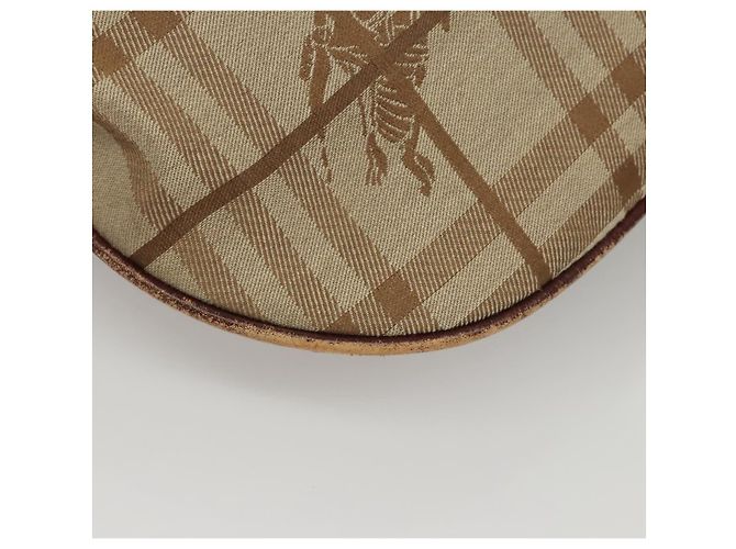 Borsa a Spalla Burberry Nova Check in Tela Beige Oro Auth 116276 D'oro - vista 15