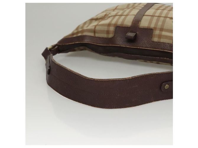 Borsa a Spalla Burberry Nova Check in Tela Beige Oro Auth 116276 D'oro - vista 7