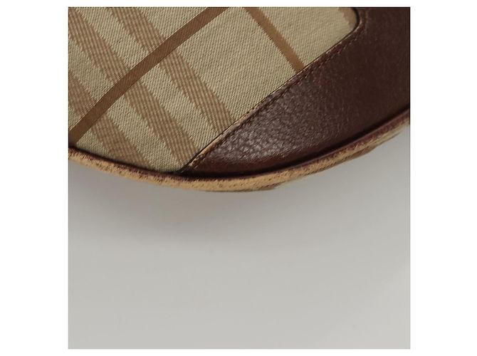 Borsa a Spalla Burberry Nova Check in Tela Beige Oro Auth 116276 D'oro - vista 9