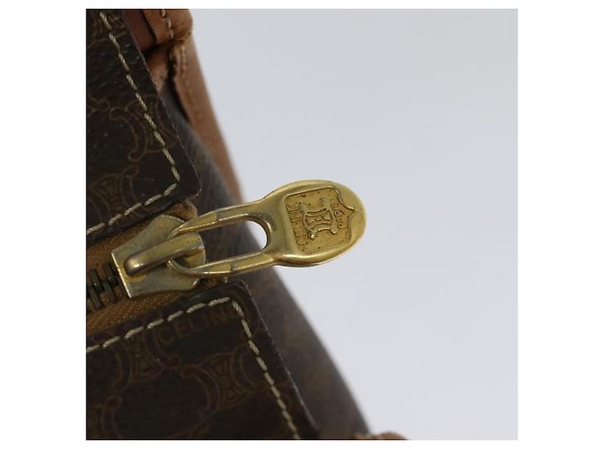 Céline Borsa a mano in tela Macadam CELINE in pelle PVC marrone oro Auth 122440 D'oro - vista 10